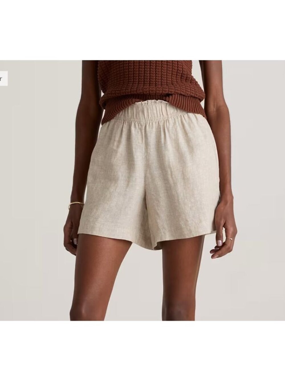 Quince 100% European Linen High Waisted Shorts Flax Medium Capsule, cottage